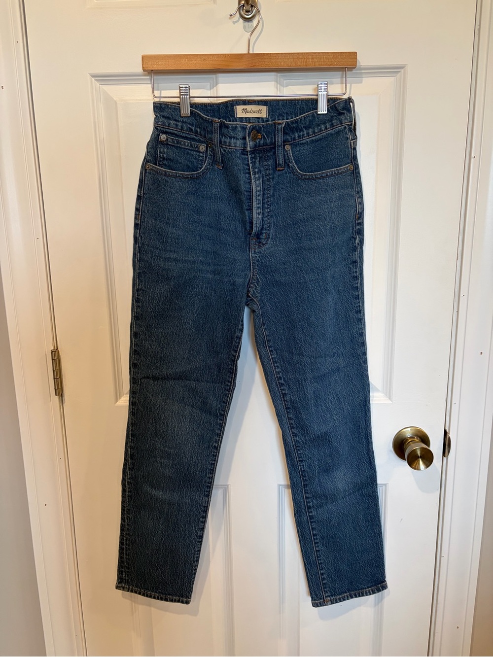 Madewell High-Rise Straight Jeans in Dark Blue